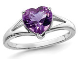 1.40 Carat (ctw) Heart Amethyst Promise Ring Carat (ctw) in Sterling Silver